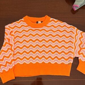 Orange and Pink Wave Pattern Sweater